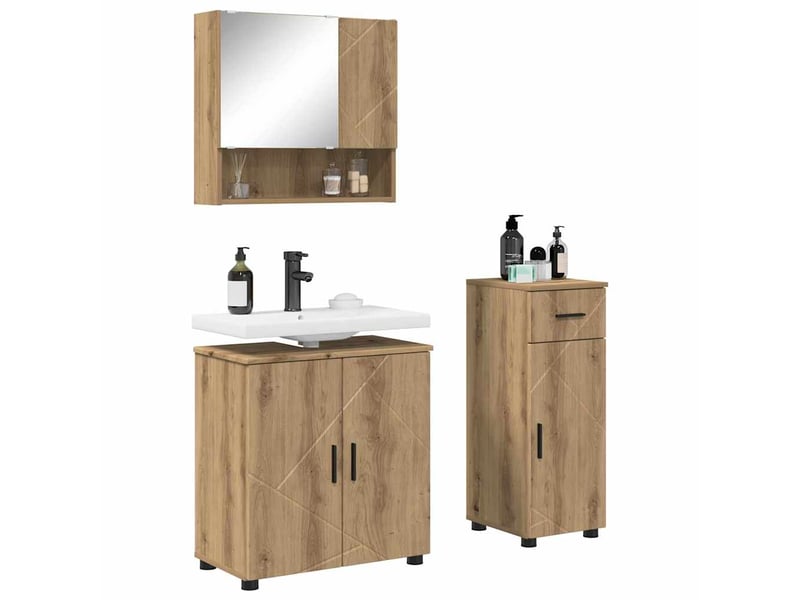  Ensemble de mobilier de salle de bain 3 pc chêne artisanal cf64291  - Conforama C