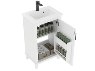 Petit meuble salle de bain 51cm sur pied avec vasque céramique blanc