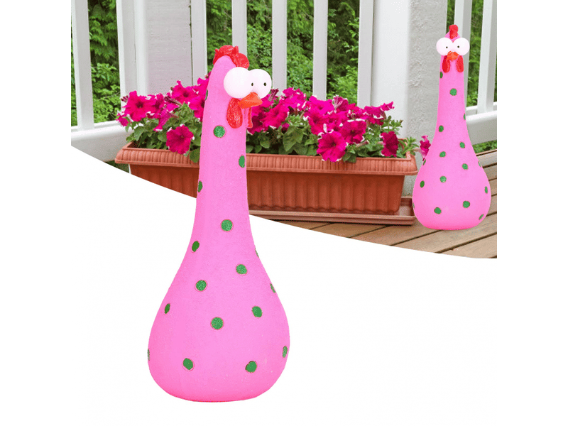 Statue de poulet à long cou, microlandschaft, statues de jardin en résine faites à la main pour décoration de jardin (rose) - Conforama B