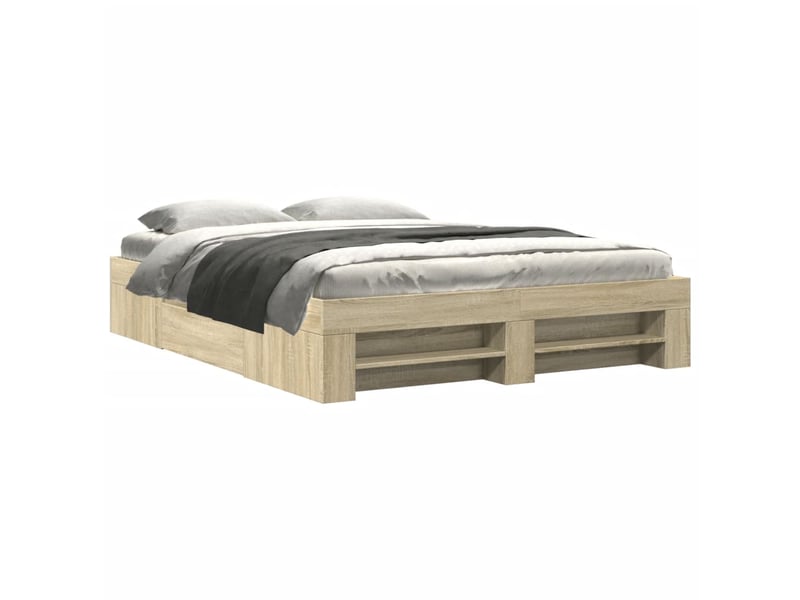  Lit double- lit adulte -  cadre de lit sans matelas chêne sonoma 150x200 cm  - Conforama A