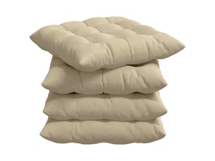 Lot de 4 coussins de siège, coussins décoratifs microfibre crème 40 x 40 x 6 cm cf59943