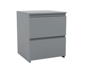 Table de chevet Denver, commode de nuit, chambre, rangement, grand, 2 tiroirs, Gris