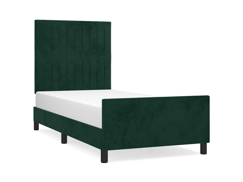  Lit simple- lit adulte -  cadre de lit sans matelas vert foncé 100x200 cm velours  - Conforama A