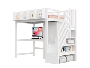 Lit mezzanine 90x200 cm MEUBLIV coloris blanc