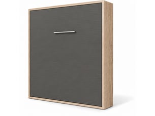 Lit escamotable vertical kola – seulement 34,5cm de profondeur, le confort d’un vrai lit-avec matelas-90x190-cadre chêne clair-façade anthracite
