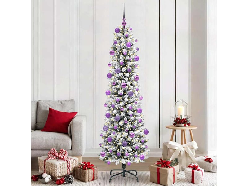  Sapin de noël - arbre de noël artificiel blanc 210 cm pvc, métal et plastique  - Conforama B