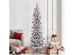 Sapin de noël - arbre de noël artificiel blanc 210 cm pvc, métal et plastique