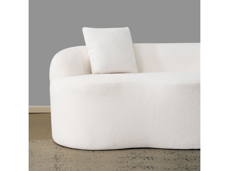  Canapé droit blanc 2 places design courbé avec coussins tissu respirant pour salon moderne et chambre  - Conforama E