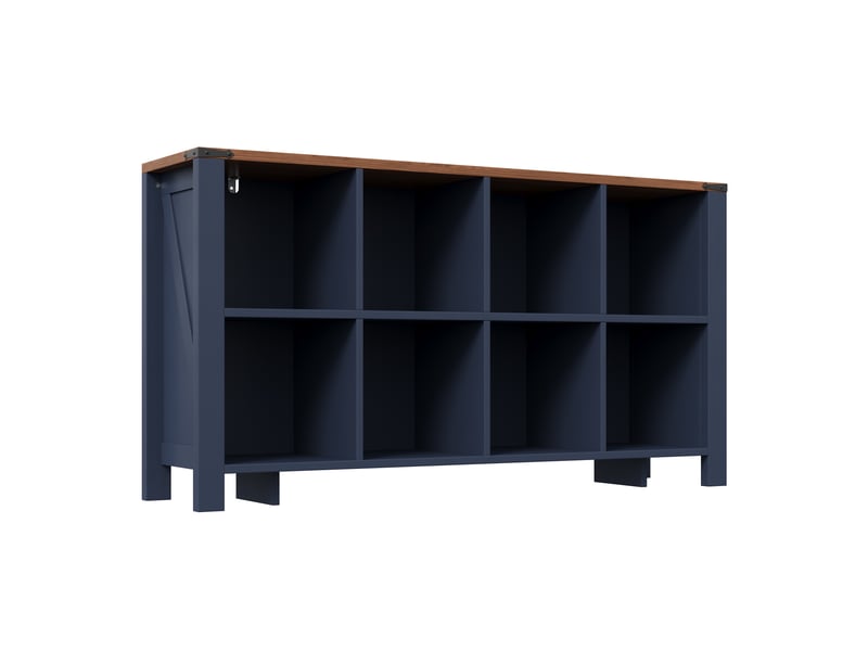 Buffet de rangement,140x34x75 cm,8 compartiments ouverts,mdf,bleu - Conforama D