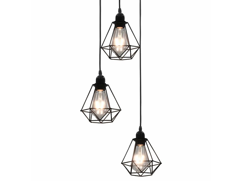  Plafonnier, lampe plafond avec design de diamant noir 3 ampoules e27  - Conforama B