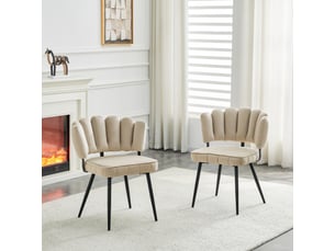 Set de 2 chaises de salle à manger européennes - dossier fleuri, velours structuré, pieds métal noirs - 80 cm - salon