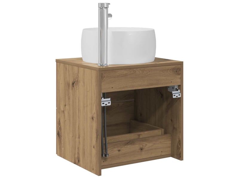 Vanité de lavabo mural, meuble de rangement chêne artisanal 49.5x44.5x66 cm shl8761 - Conforama E