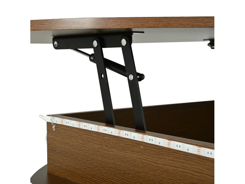  Table basse 75x75x52 cm réglable en hauteur avec éclairage led mdf couleur noyer  - Conforama D