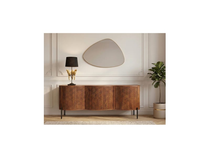  Buffet rivage 177 cm en bois de manguier marron – 3 portes aux façades rainurées  - Conforama B