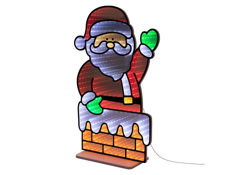  Ecd germany décoration de noël lumineuse avec effet miroir infini, figurine 3d double face, père noël led avec cheminée, lampe décorative pour fenêtre ou porte avec minuterie, éclairage d'intérieur ECD Germany GmbH - Conforama A