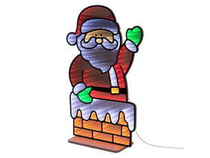 Ecd germany décoration de noël lumineuse avec effet miroir infini, figurine 3d double face, père noël led avec cheminée, lampe décorative pour fenêtre ou porte avec minuterie, éclairage d'intérieur