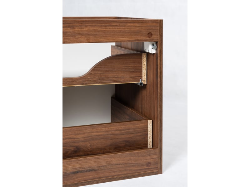 Meuble sous vasque suspendu luna effet noyer warmia 120 cm - Conforama R