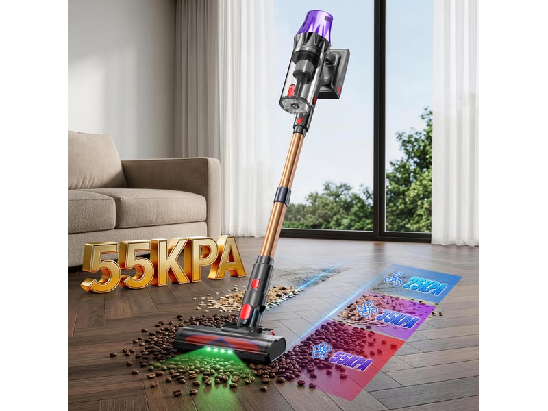  Aspirateur sans fil,600w55 kpa,autonomie de 60 minutes,pour la maison,aspirateur balai autoportant avec brosse anti-emmêlement et écran tactile oled  - Conforama B