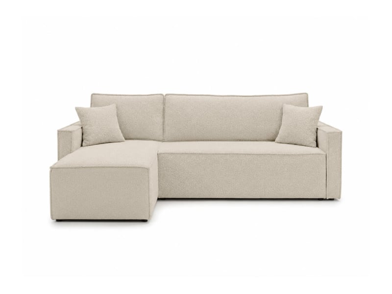  Farah - canapé d'angle reversible convertible 4 places accoudoirs slim en bouclettes texturées  - Conforama E