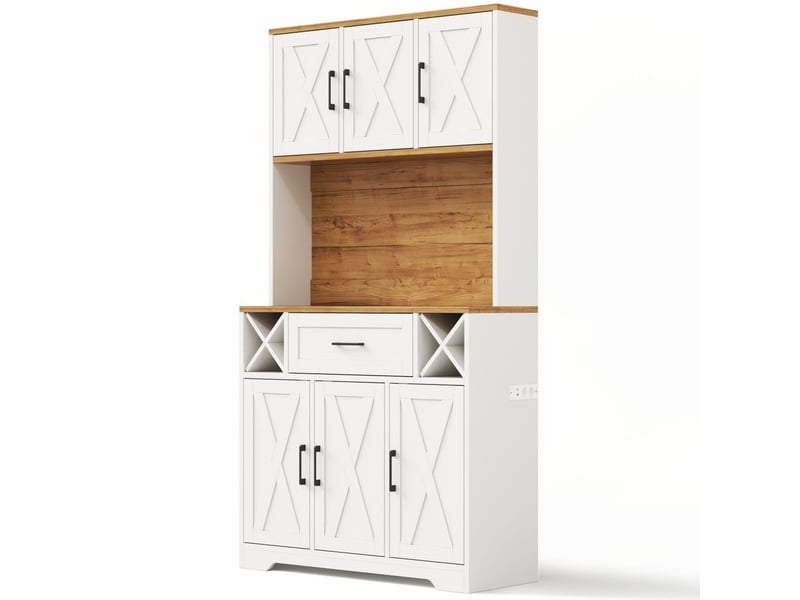  Servers, sideboards &amp; buffets - armoire de rangement haute avec éclairage led armoire de rangement avec supports à vin, ar - mdf - blanc - 105 x 40 x 180 cm - usage domestique - installation simple N635P4818343536W - Conforama A