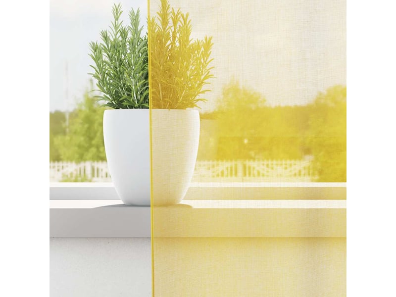  Lot de 2 voilages à œillets, voilages à anneaux jaunes 140 x 225 cm cf48962  - Conforama C
