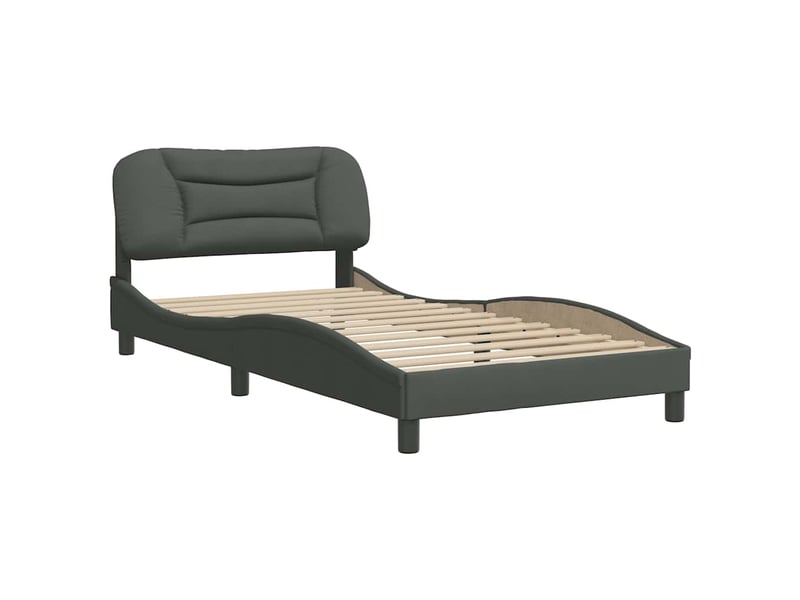  Lit simple- lit adulte -  cadre de lit sans matelas hvar gris foncé 100x200 cm tissu  - Conforama B