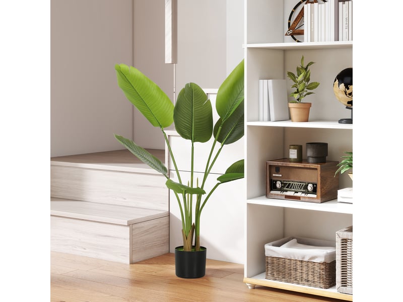  Plante artificielle intérieure 109 cm, arbre artificiel avec pot en plastique et terreau floqué, vert  - Conforama C