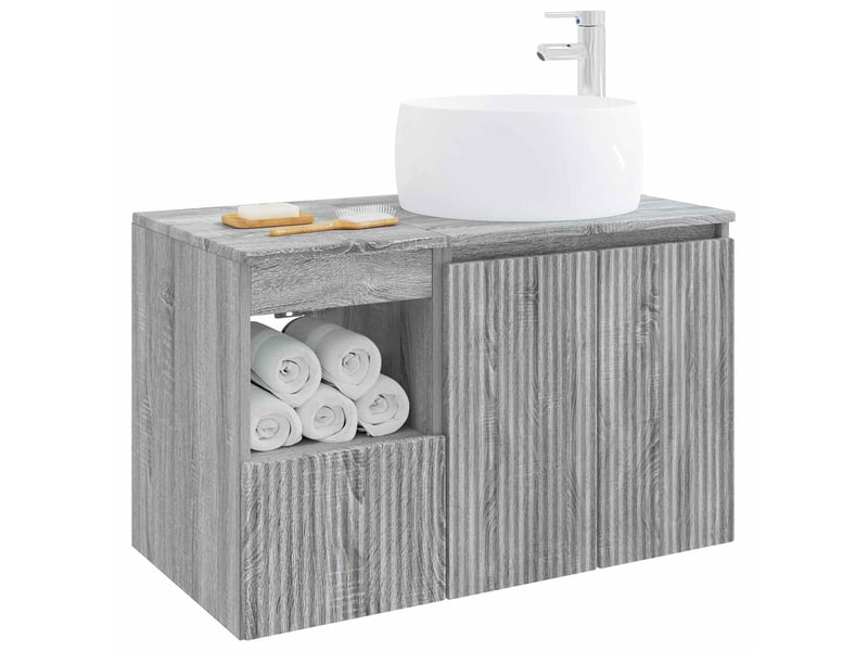 Ensemble de mobilier de salle de bain 2 pc sonoma gris cf64199 - Conforama C