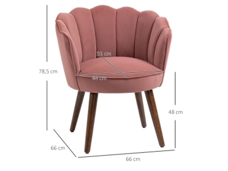 Fauteuil de salle à manger 66x66x78,5 cm en polyester rose  - Conforama C