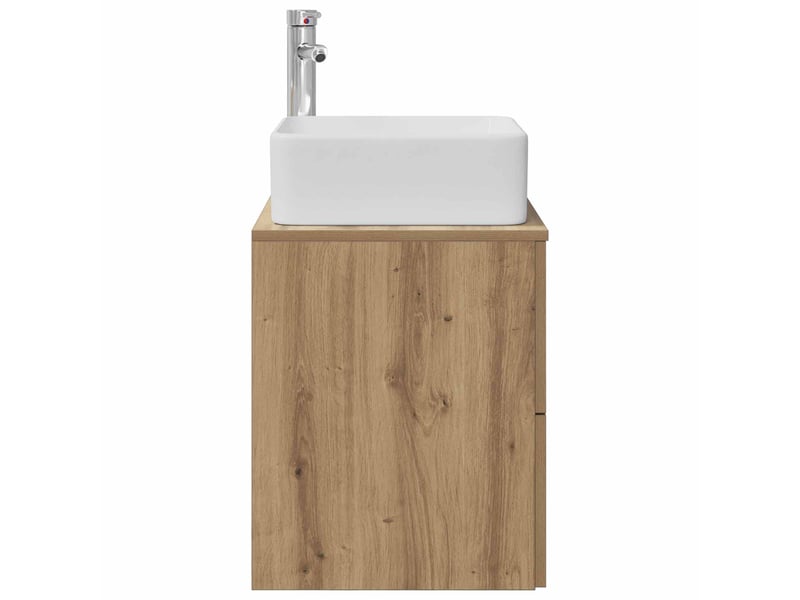  Vanité de lavabo mural, meuble de rangement chêne artisanal 53x34.5x63 cm  - Conforama D