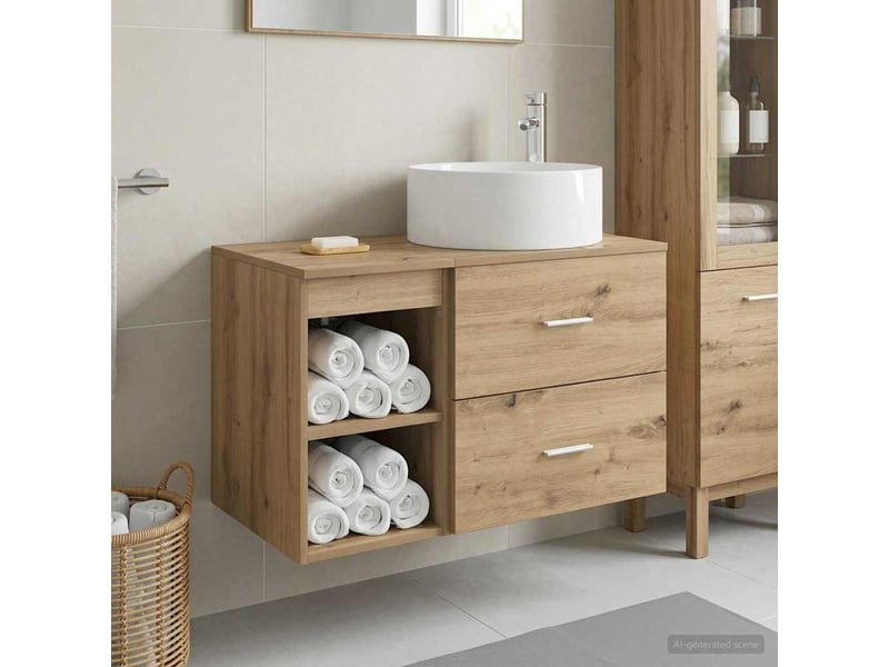 Ensemble de mobilier de salle de bain 2 pcs chêne artisanal shl5469 - Conforama B