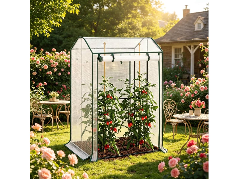  Serre de jardin 100x83x150 cm – blanche – porte zippée enroulable, 6 aérations et couverture pe 140 gm²  - Conforama B