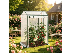 Serre de jardin 100x83x150 cm – blanche – porte zippée enroulable, 6 aérations et couverture pe 140 gm²