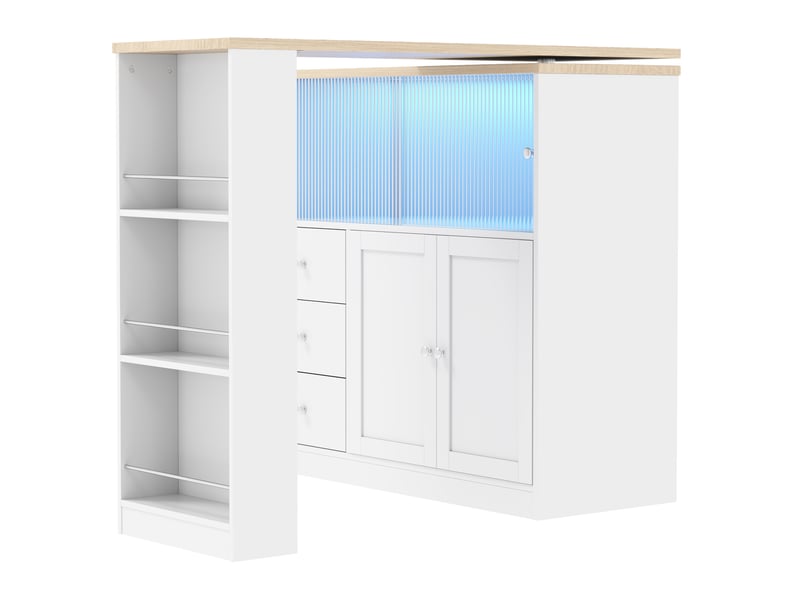  Îlot de cuisine extensible avec 3 tiroirs 172x40x96 cm en mdf blanc  - Conforama D
