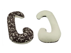 Coussin usages multiples dessin floral sombre – crème