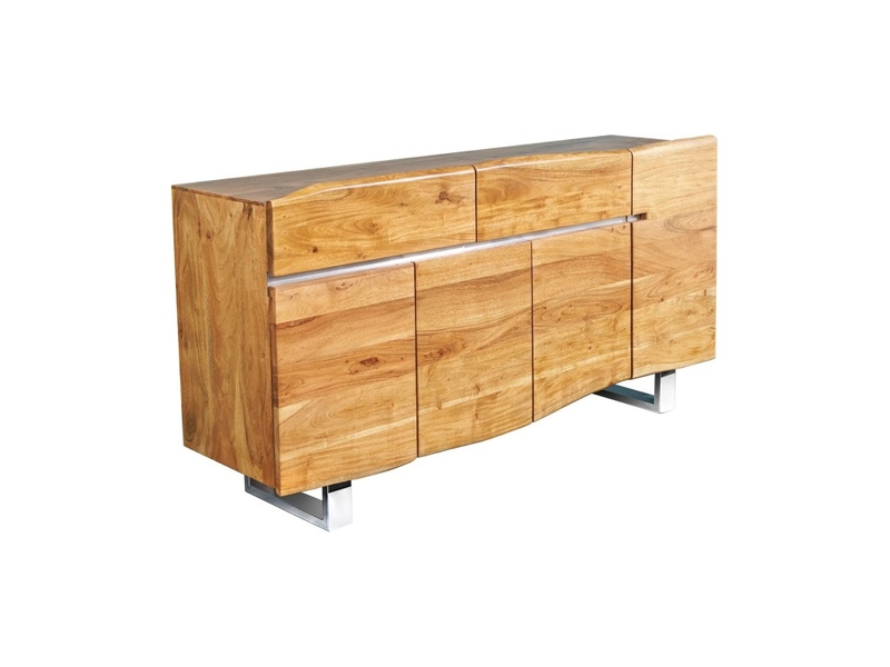 Buffet arkaya 170 cm en bois massif d'acacia – 4 portes, 2 tiroirs et piètement métal - Conforama A