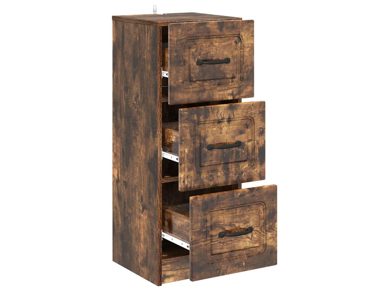  Armoire de rangement bureau, armoire à tiroirs chêne fumé 33 x 34,5 x 87 cm  - Conforama E