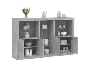 Buffet - bahut - meuble de rangement avec lumières led gris béton 162x37x100 cm