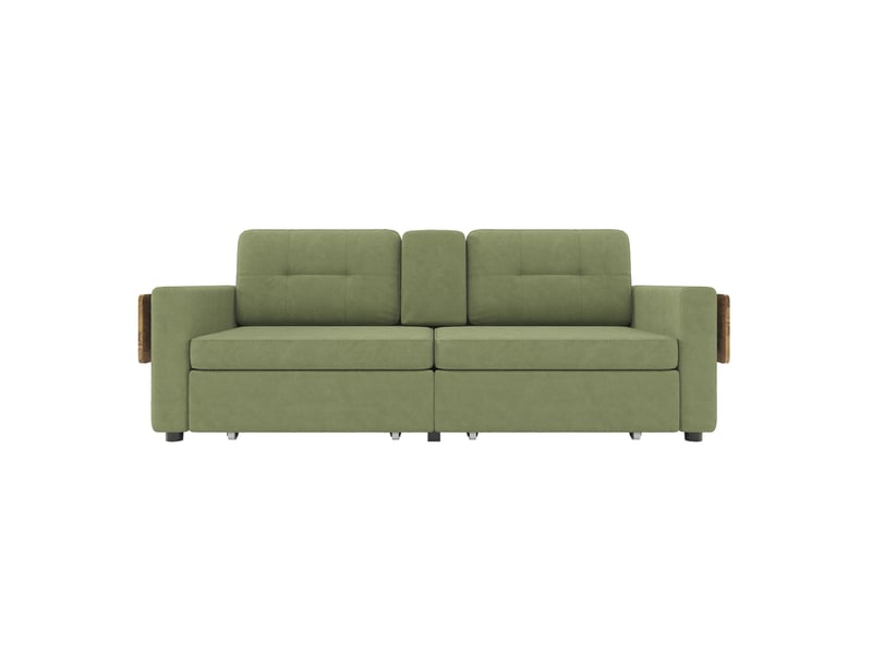  Canapé 2 places 178x71x57,5 cm avec rangements et tablettes réglables vert  - Conforama A