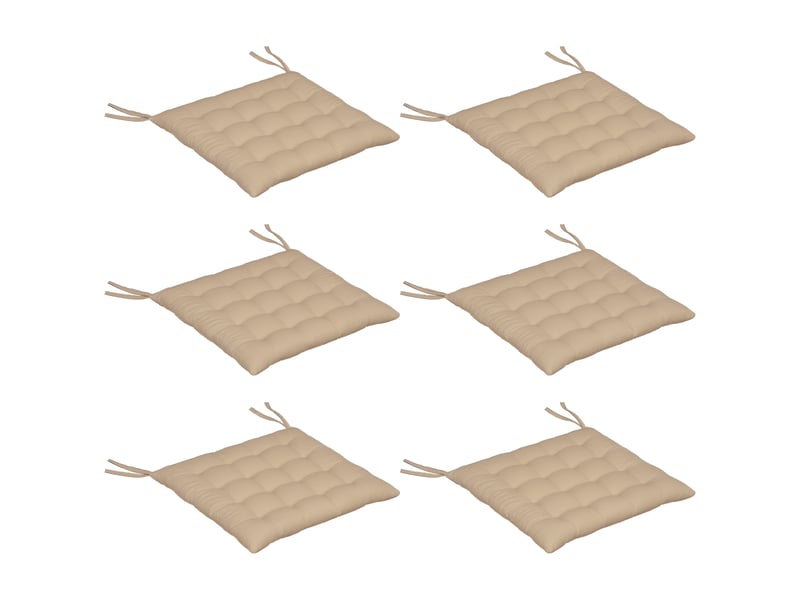  Lot de 6 coussins de chaise de jardin rembourrés 40x40 cm avec rubans kaki  - Conforama A
