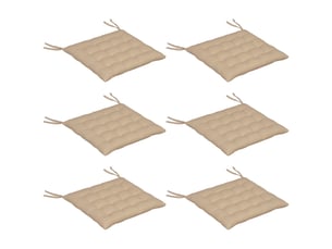 Lot de 6 coussins de chaise de jardin rembourrés 40x40 cm avec rubans kaki