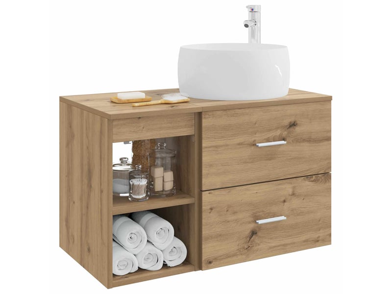  Ensemble de mobilier de salle de bain 2 pcs chêne artisanal shl7418  - Conforama C