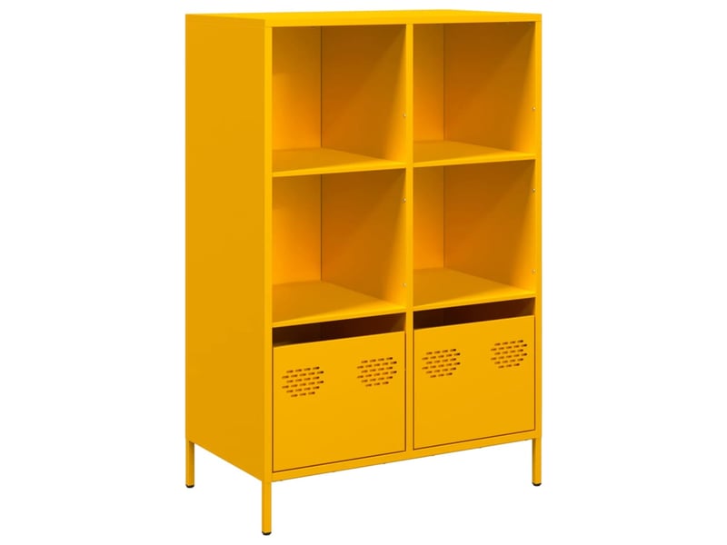  Buffet haut - bahut - meuble de rangement jaune moutarde 68x39x103,5 cm acier  - Conforama A