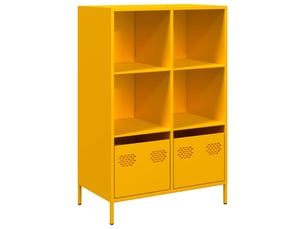 Buffet haut - bahut - meuble de rangement jaune moutarde 68x39x103,5 cm acier