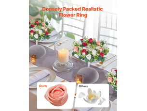 Vevor couronne de roses artificielles lot de 10 34 cm roses en rose et blanches