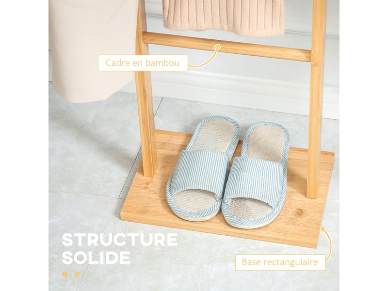  Porte-manteau sur pied avec 3 tringles et 2 crochets en bambou naturel 36x24x168 cm  - Conforama E