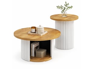 Table basse rond(e) coloris naturel   - 75 cmx45 cm
