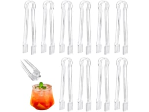 Lot de 10 mini pince a glacon plastique pince a sucre pince alimentaire utilisé pour buffet salade bonbons barbecue bar (transparent)