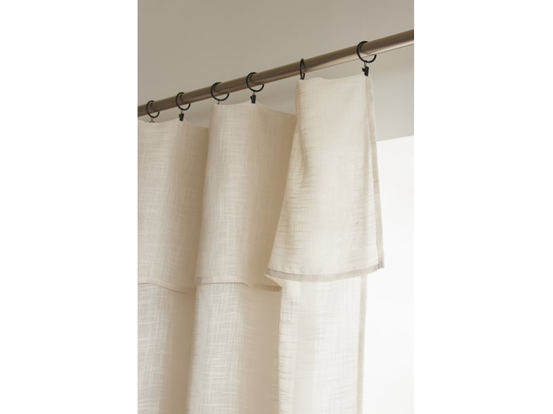  Rideau ajustable + 8 anneaux pince 140 x 270 cm polyester effet lin nia sable 15660 - Conforama E