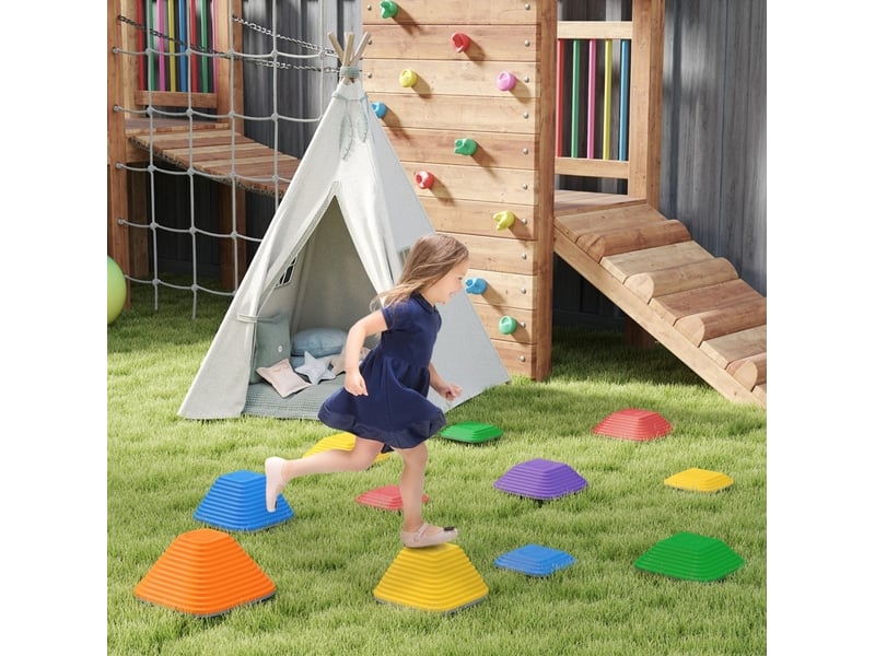 Pierres d'équilibre enfant 11 pièces 21,5 à 37 cm – multicolore – empilables antidérapantes, 3-8 ans - Conforama B